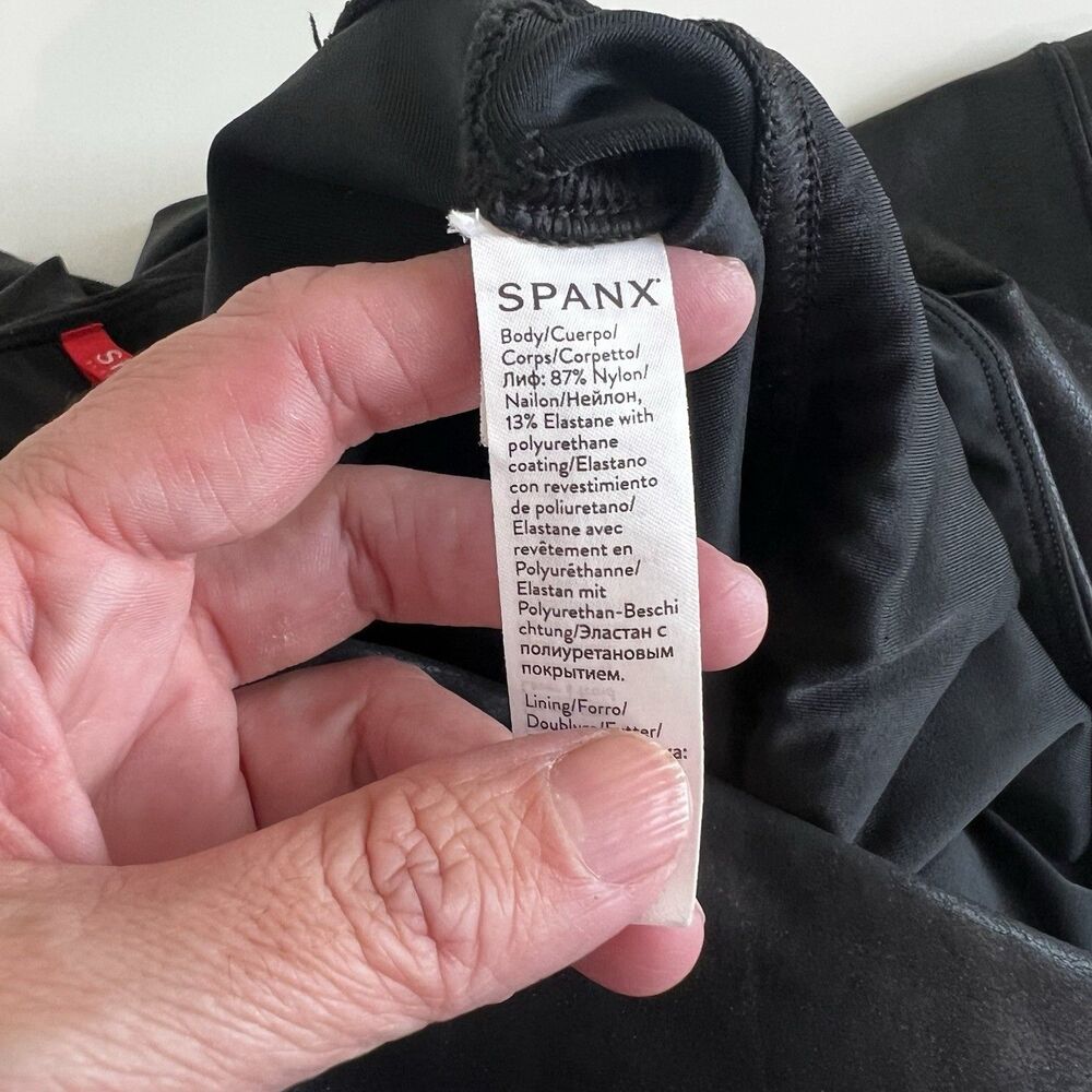 Spanx Leggings Women's Size XL Pull On Ankle Length Black Faux Leather - Picture 5 of 9